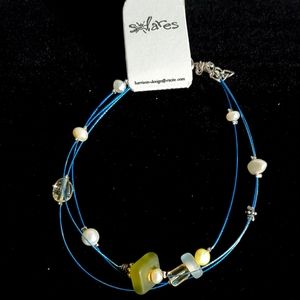 NEW Solares Green Sea Glass Pearl Beach Bracelet A